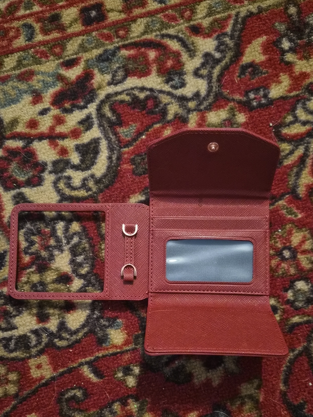 Samsung Zflip7 Maroon Leather ID & Card Holder Wallet